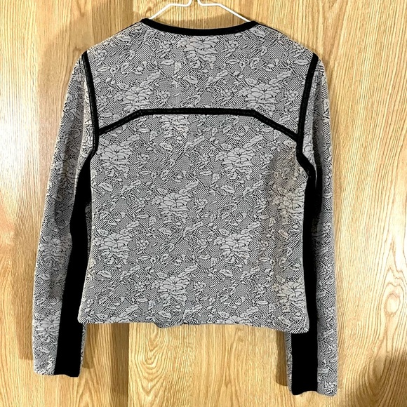 Rebecca Taylor Tan/Black Herringbone Wool/ Lambskin Leather Cropped Blazer - Picture 2 of 7